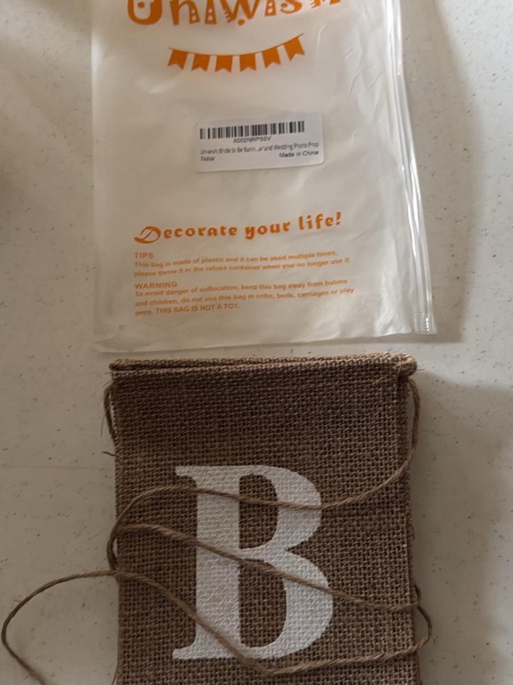 Burlap Monogram bride to be Banner - Natural Brown Home Accent